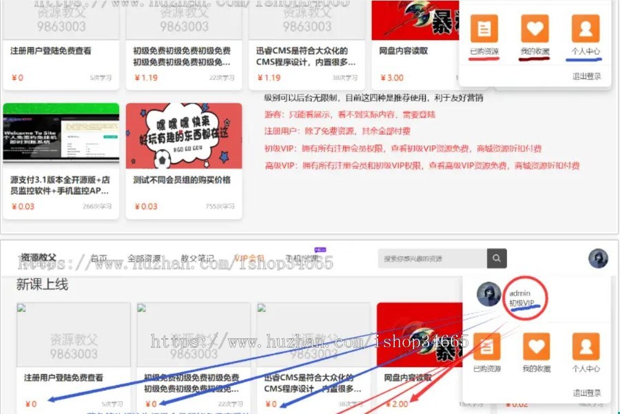无限制至尊版知识付费虚拟项目自动发货系统网盘发货在线视频课程试看会员组多阶梯四开