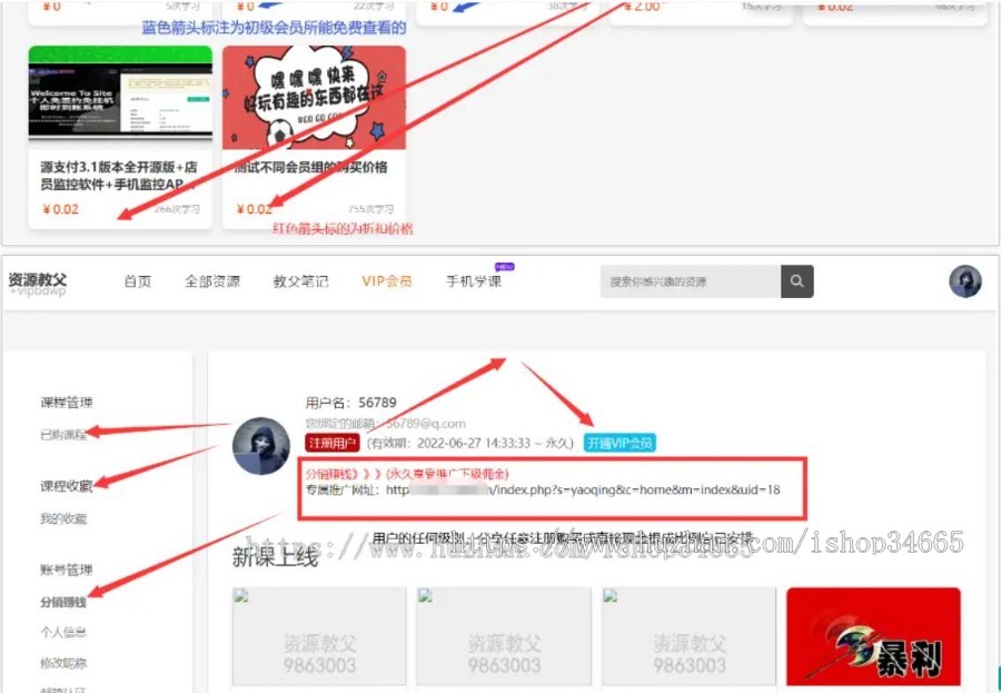 无限制至尊版知识付费虚拟项目自动发货系统网盘发货在线视频课程试看会员组多阶梯四开