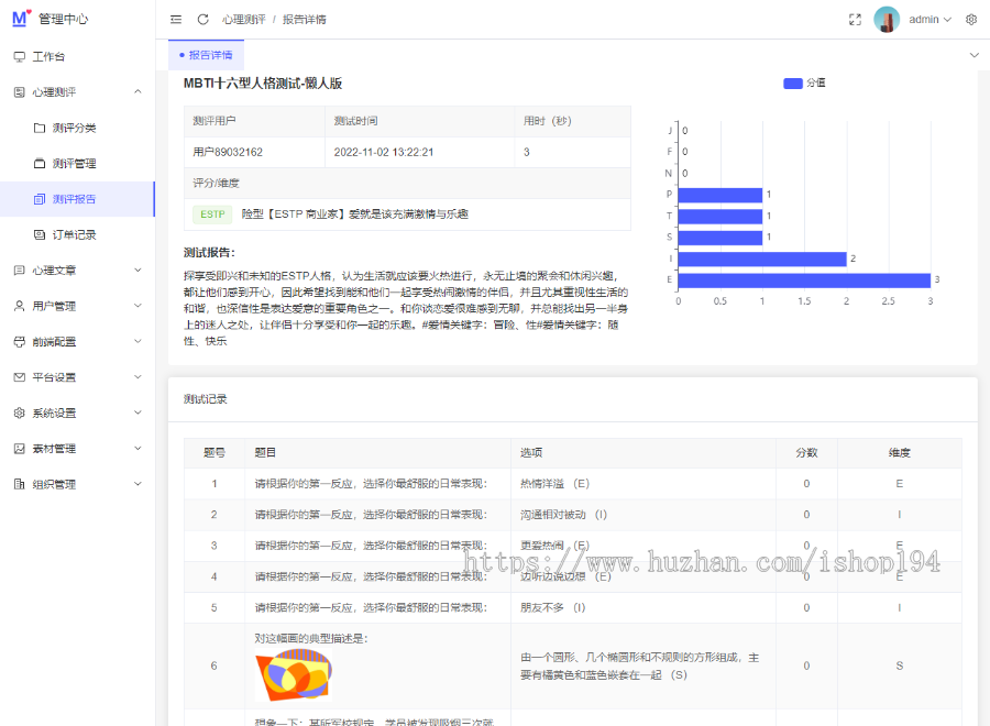 心理测试+心理测评系统源码(通用版+小程序+测试题库)
