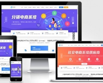 （电脑+手机端）蓝色小程序网站pbootcms模板（pc+wap）小程序电商软件开发公司网站源