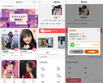 有趣热恋4 浅红色 UniApp小程序H5 付费解锁 会员每日10次解锁 自动水印 即时通讯 有趣交友4