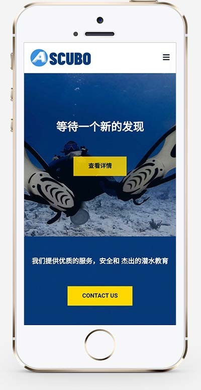 (自适应手机端)水上运动设备pbootcms网站模板 潜水服务公司网站源码