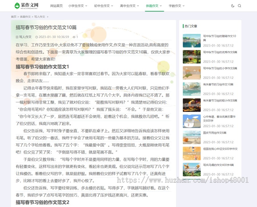 新闻资讯博客作文资料网站模板-带售后