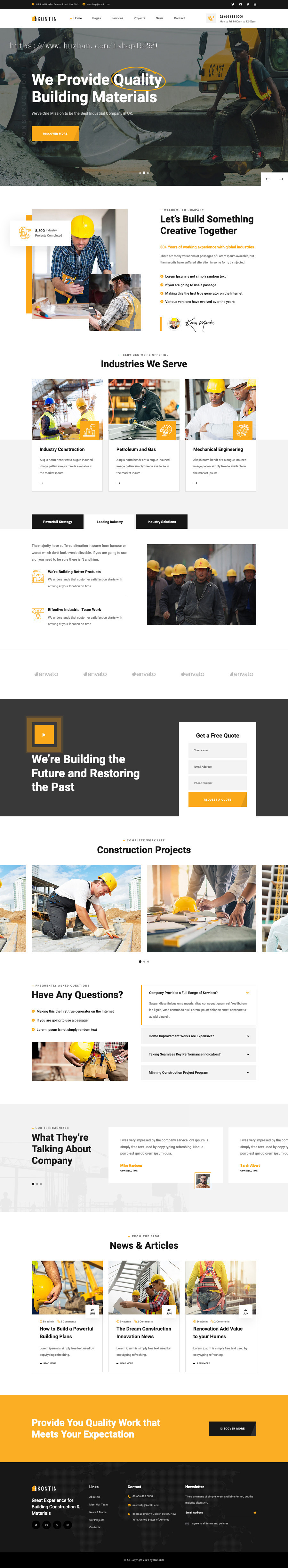 推荐 （自适应手机端）建筑工业纯静态网站模板 HTML5房屋建筑网站源码