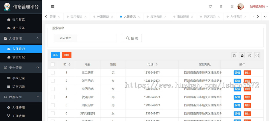 SpringBoot项目源码养老院信息管理系统Mybatis JavaWeb项目