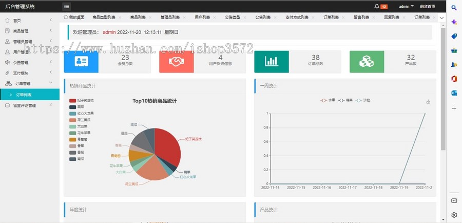 ssm 水果商城系统项目分为管理端和前台两个部分