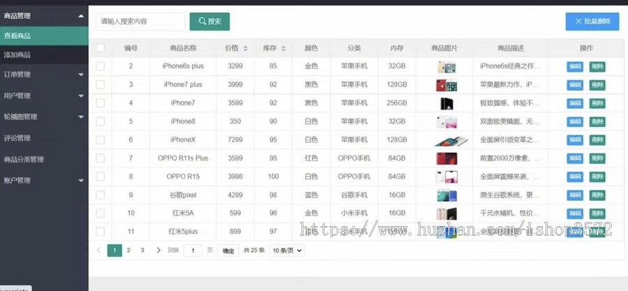 Java源项目 手机商城(后台管理系统)源码+数据库文件
