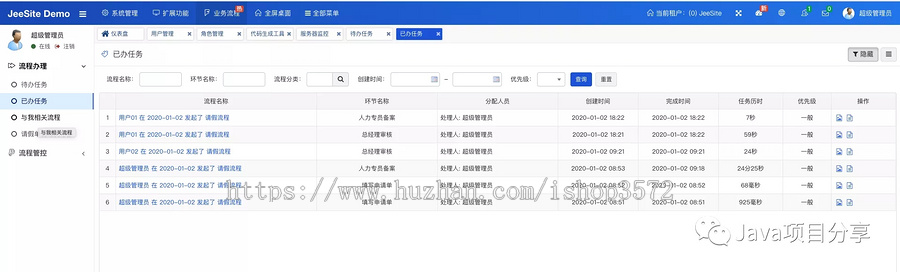 带工作流的SpringBoot后台OA管理系统,一个企业级快速开发解决方案