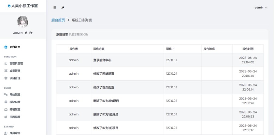 团队官网程序系统，支持多种管理后台源码