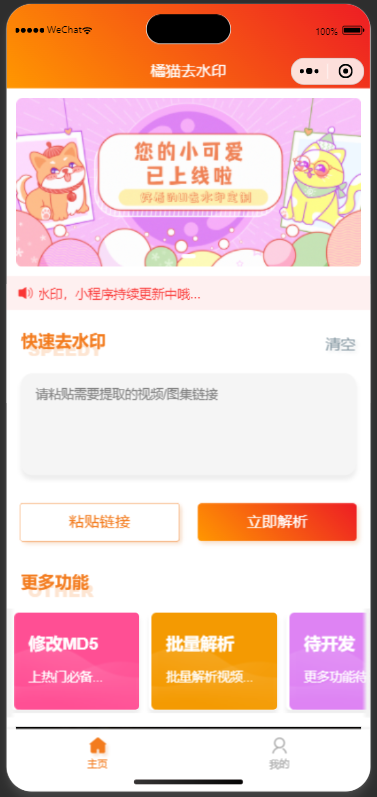 [PHP源码]橘猫去水印小程序一款独立短视频去水印系统源码