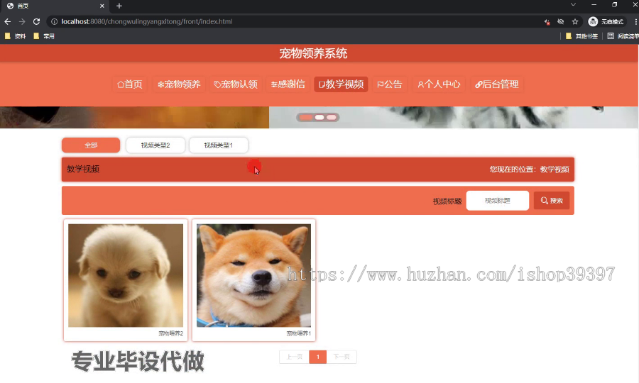 毕设springboot138宠物领养系统的毕业设计