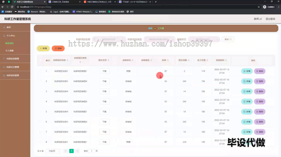 毕设springboot165科研工作量管理系统的毕业设计