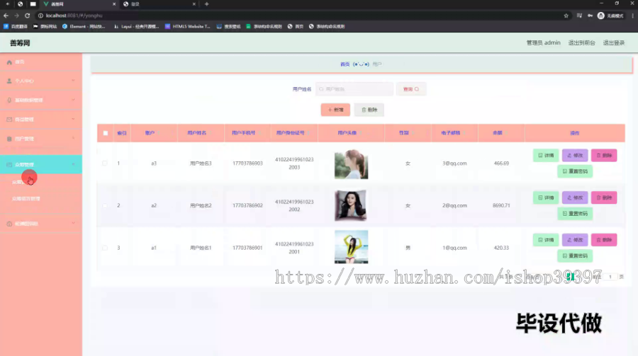 毕设springboot202善筹网(众筹)前后台实现设计毕业设计