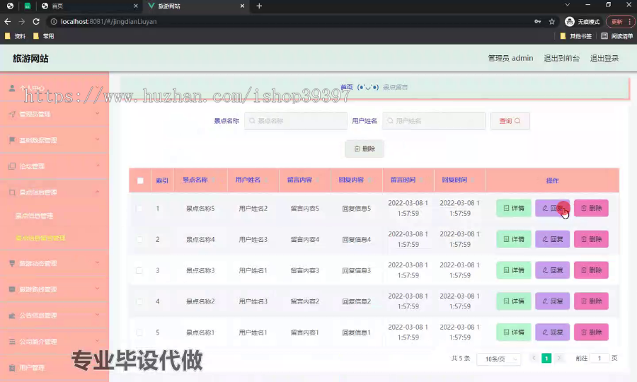 毕设springboot281旅游网站毕业设计