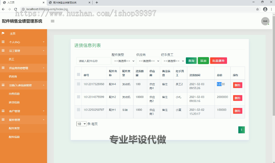 毕设ssm007亚盛汽车配件销售业绩管理统+jsp毕业设计