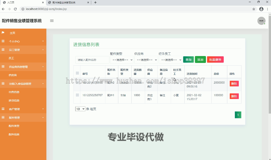 毕设ssm007亚盛汽车配件销售业绩管理统+jsp毕业设计