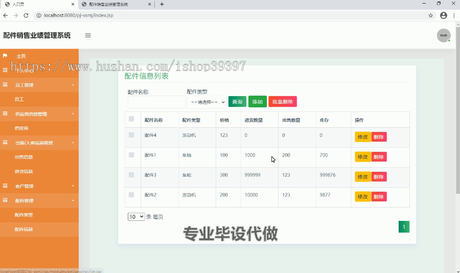 毕设ssm007亚盛汽车配件销售业绩管理统+jsp毕业设计