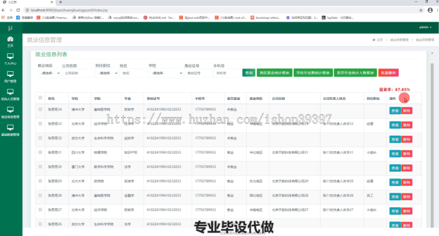毕设ssm093基于JavaWeb的毕业生就业状况管理系统+jsp毕业设计