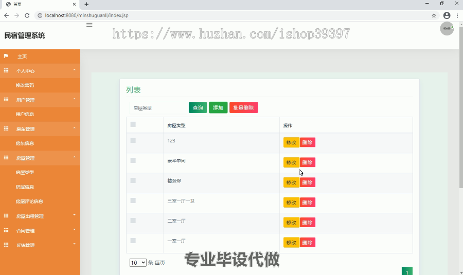 毕设ssm110民宿管理系统毕业设计
