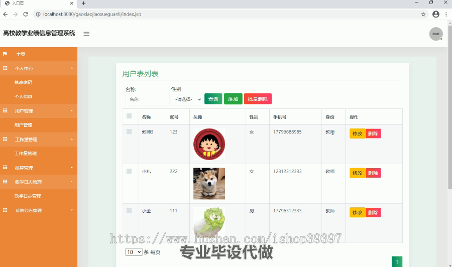 毕设ssm122基于Java的高校教学业绩信息管理系统毕业设计