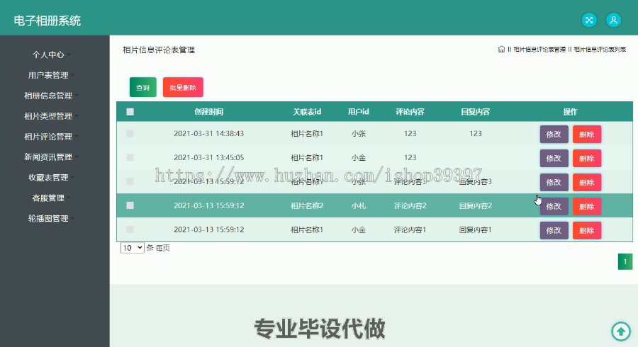 毕设ssm146基于Spring框架的电子相册系统毕业设计