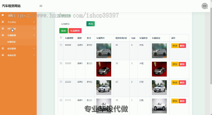 毕设ssm298汽车租赁系统毕业设计
