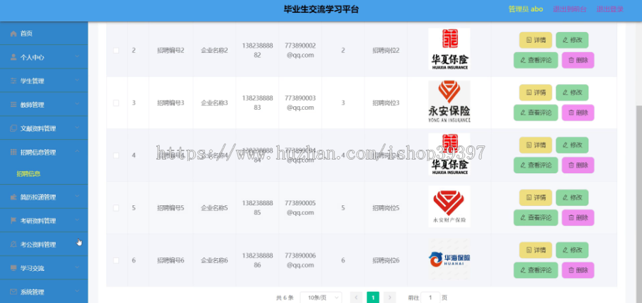 毕设ssm306毕业生交流学习平台+vue毕业设计