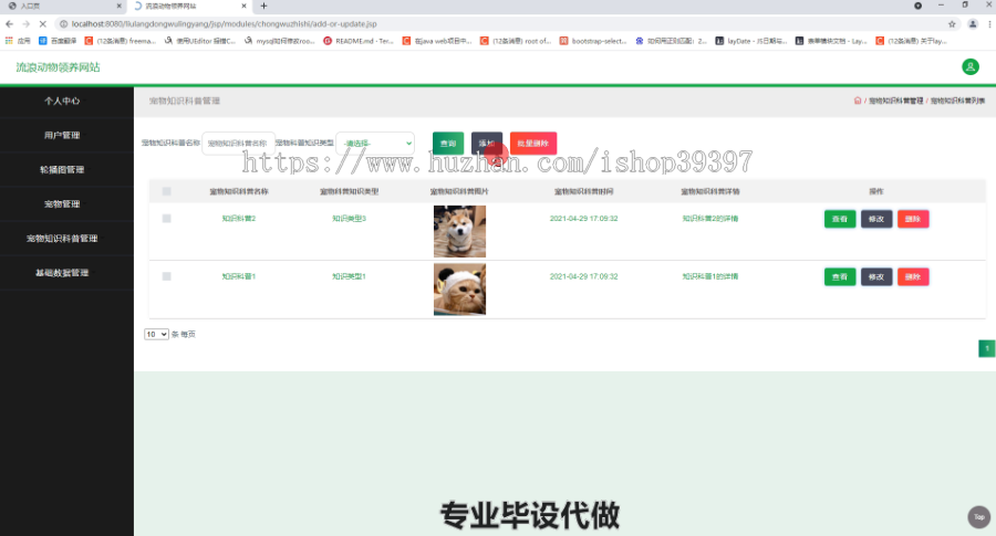 毕设ssm342基于SSM的宠物领养系统毕业设计