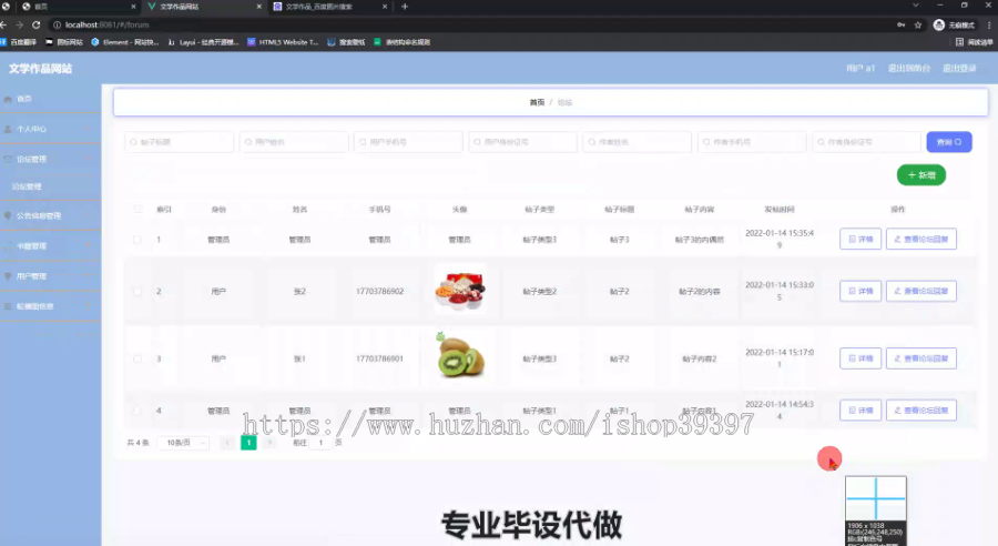 毕设ssm450中国文学作品网站+vue毕业设计