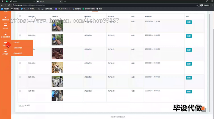 毕设ssm536基于web的马病管理系统+jsp毕业设计