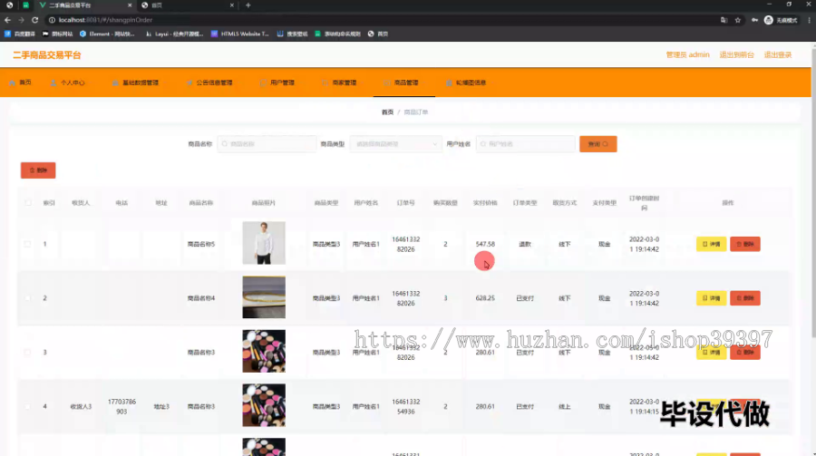 毕设ssm540二手商品交易平台+vue毕业设计