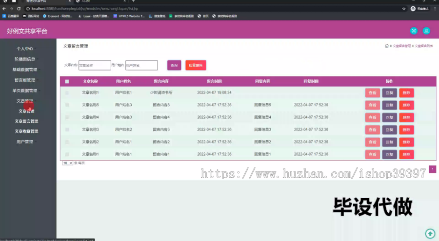毕设ssm573好例文共享平台的+jsp毕业设计