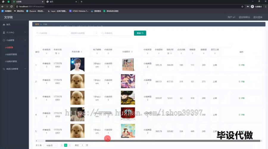 毕设ssm626基于WEB的文学网的+vue毕业设计