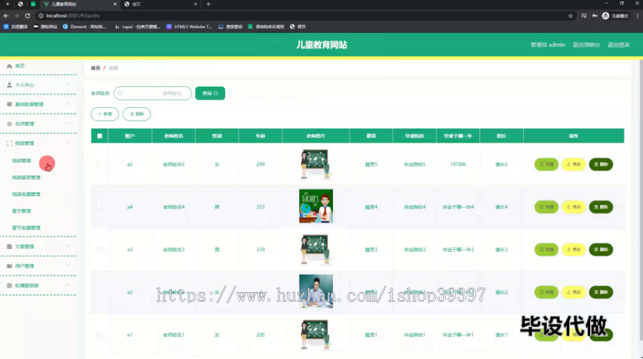 毕设ssm676基于VUE的儿童教育网站的+vue毕业设计