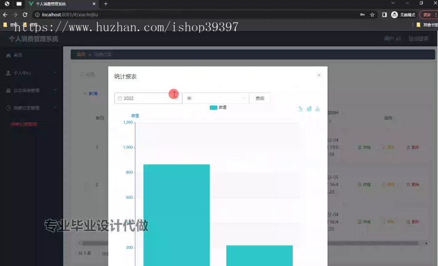 毕设ssm744个人消费管理系统+vue毕业设计