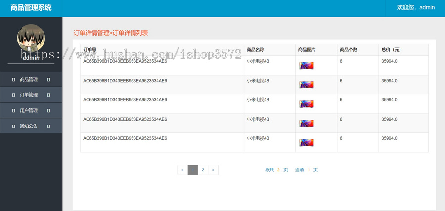 在线电子电器商城,后台管理系统源码spring+springMVC+mybatis