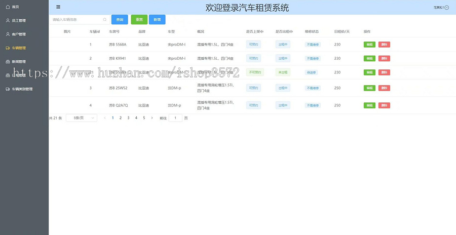 SpringBoot+Vue车辆租赁管理系统源码 ssm框架 带部署教程 可运行