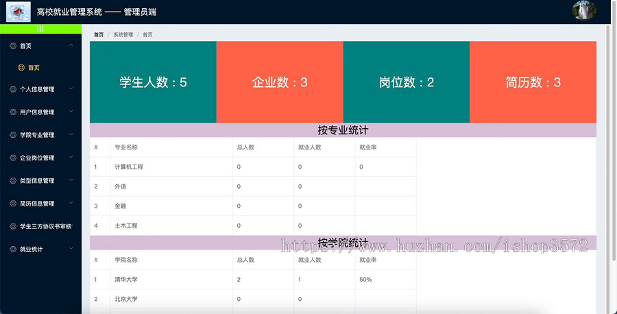 高校毕业生就业管理系统源码Java8