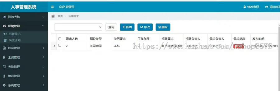 基于springboot人事管理系统本系统为人事管理系统源码