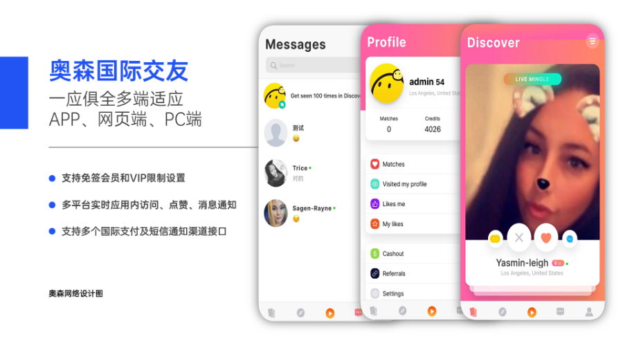 新款国际交友多语言红娘婚恋系统源码社交SNS即时通讯多款支付海外交友婚恋源码