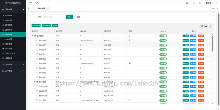 后台管理系统源码springBoot+Vue，前端:Vue，后端:springBoot