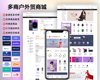 多语言外贸商城 跨境电商 B2B2C 多商户 多国货币 商品批发 竞价拍卖 自建站 独立站源码搭建