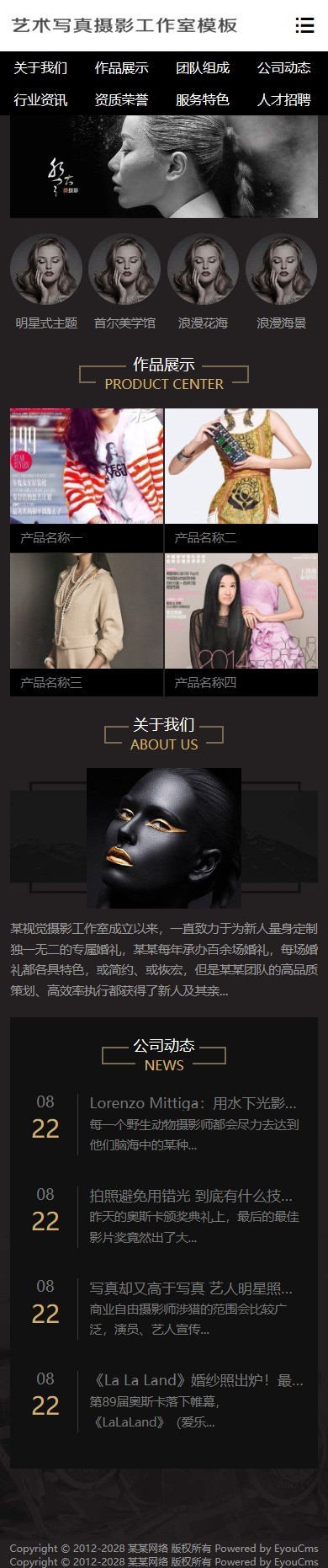 易优eyoucms|艺术摄影工作室网站模板850