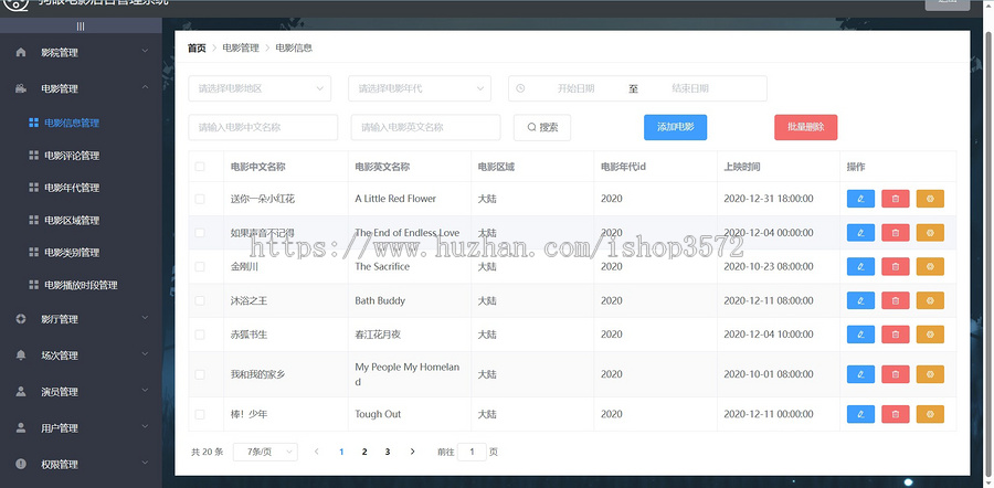 前后端分离springboot+vue电影院管理系统源码
