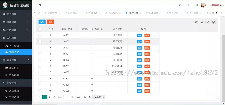 java项目 养老院管理系统springboot项目java项目