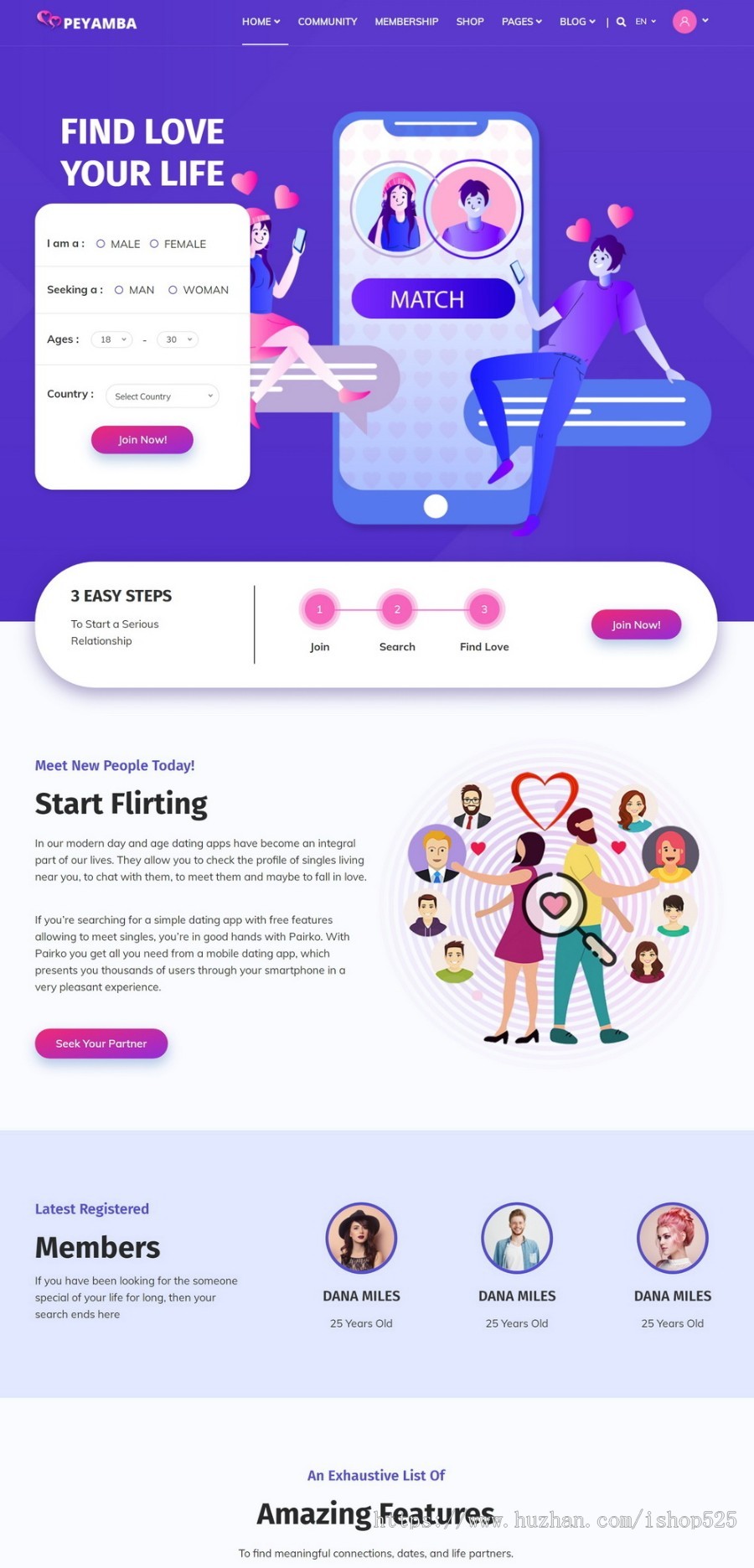 英文HTML5静态网页模板 情感交友社交网站 清洁干净代码 没后台成品网站 上传就成站