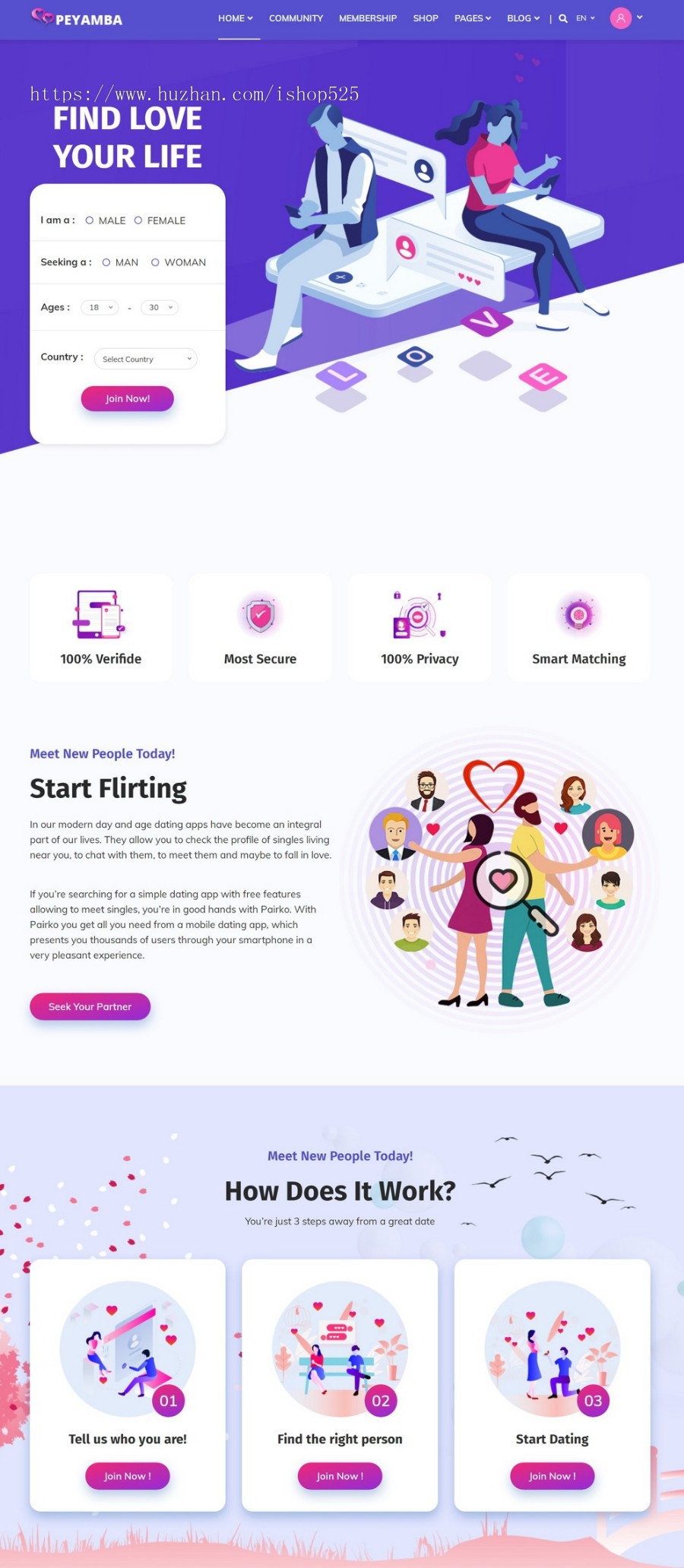 英文HTML5静态网页模板 交友约会社交网站 完整代码没后台成品网站 上传就成站模板