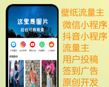 【原创开发】壁纸流量主小程序/支持H5公众号壁纸微信小程序壁纸抖音小程序