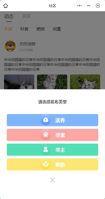 尚无忧宠物社区系统宠物领养系统宠物救助系统宠物相亲活动源码