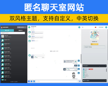 【完整版】匿名在线聊天室源码中英国际多语言 手机端 支持匿名/会员多重身份【NY23】